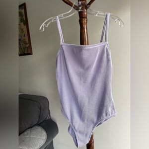 Kona Sol Light Purple Ribbed Swimsuit